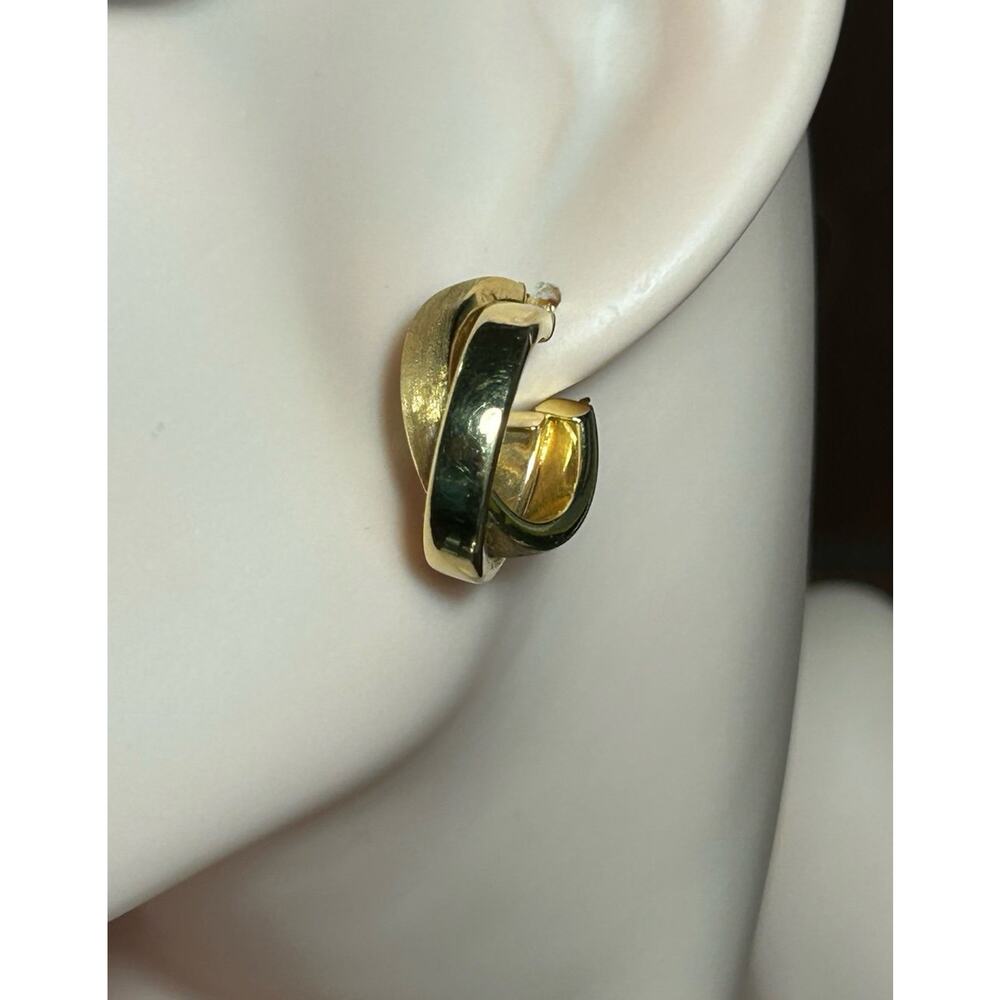 14k solid yellow gold turkey gold criss cross hoop chunky earrings fine jewelry